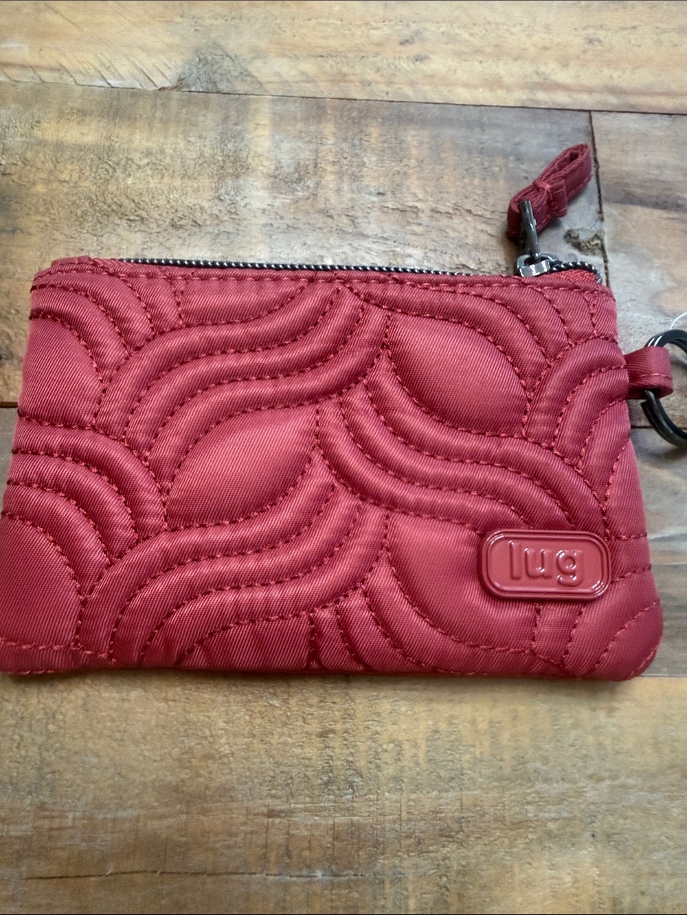 lug Quilted Key Pouch Wallet in Brick Red